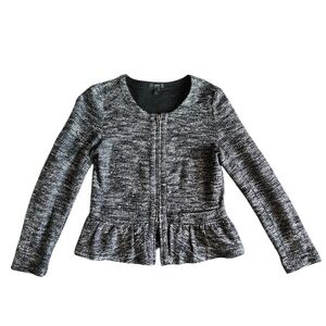 J.Crew Black And White Tweed Peplum Blazer-Size Small